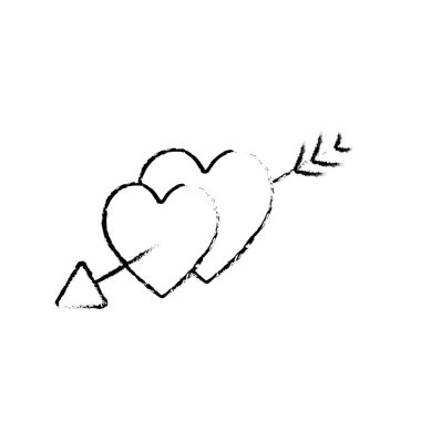Şekil kalpler doğusunu ve sevgi vektör çizim sembolik bir ok ile