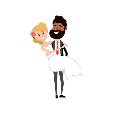 mutlu çift evlendi ve onun karısı vektör çizim taşıyan adam