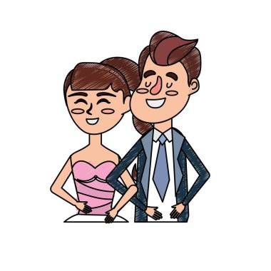 mutlu çift birlikte ve romantik kutlama vektör illüstrasyon