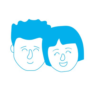 siluet avatar çift kafa saç modeli tasarımı ile illüstrasyon vektör