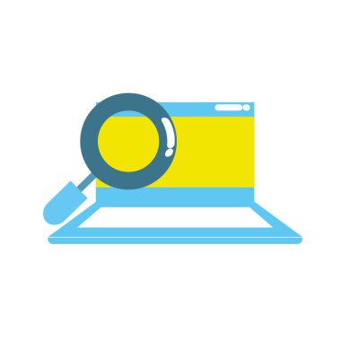 bilgisayar büyüteç ve güvenlik kodu vektör çizim ile