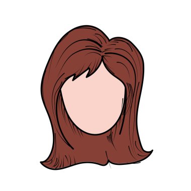 sevimli kadın yüz saç modeli, vektör çizim ile