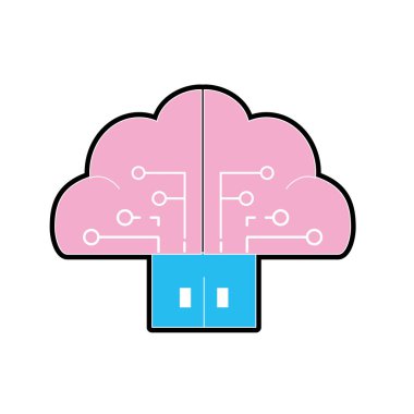 beyin bulut verilerle devreler ve kapı bağlantı vektör çizim