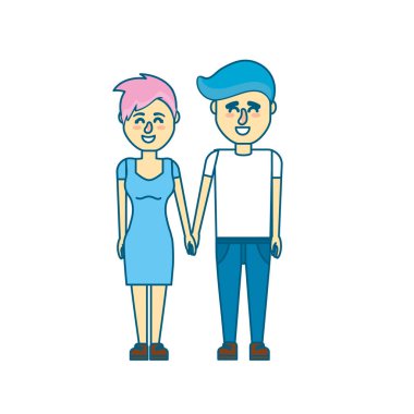 güzel bir saç modeli tasarımı ile çift illüstrasyon vektör