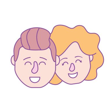 Avatar çift kafa saç modeli tasarımı ile illüstrasyon vektör