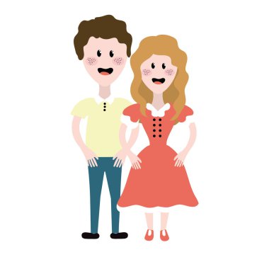 tipik giyim ve saç modeli ile güzel Brezilyalı çift illüstrasyon vektör