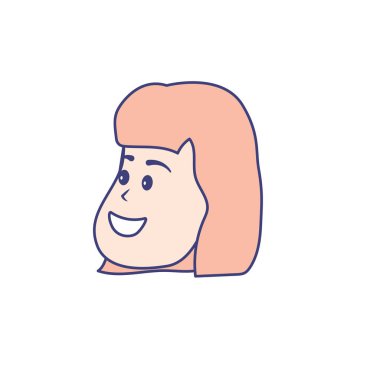 Avatar kadın yüz saç modeli tasarım vektör illusration ile