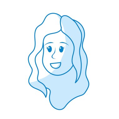 siluet mutlu sevimli kadın yüz saç modeli, vektör çizim ile