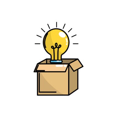 Elektrikli ampul ışık vektör çizim ile kutusunu açmak
