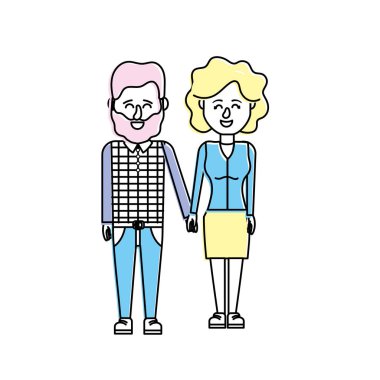 güzel bir saç modeli tasarımı ile çift illüstrasyon vektör