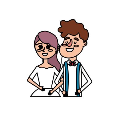 mutlu çift birlikte ve romantik kutlama vektör illüstrasyon