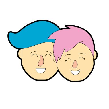 Avatar çift kafa saç modeli tasarımı ile illüstrasyon vektör