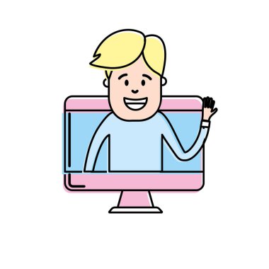 vektör çizim içinde adamla teknoloji bilgisayar