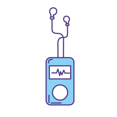 kalp ritmi ve kulaklık vektör çizim ile MP3 çalar