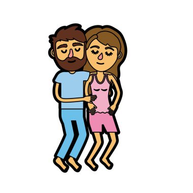 Güzellik çift saç modeli ile uyku vektör çizim tasarım