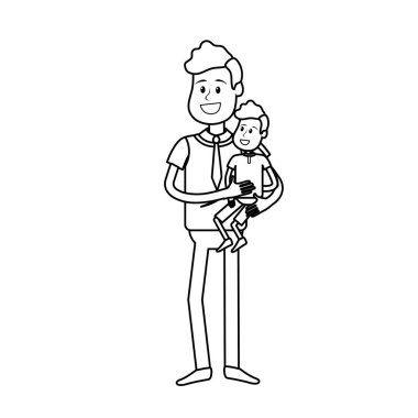 satır güzel baba oğlunun elinde vektör çizim taşıma