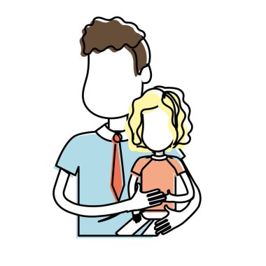 güzel baba kızını elinde vektör çizim taşıma