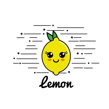 amblem kawaii mutlu limon kutsal kişilerin resmi, vektör çizim tasarım