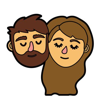 kaç sevgilisi merkez kapalı gözler ve saç modeli vektör illystration