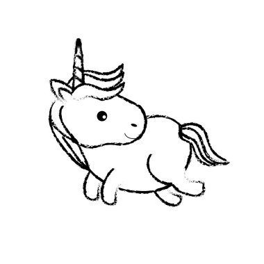 Şekil güzel tek boynuzlu at boynuz ve saç modeli tasarım vektör çizim ile