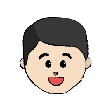 çizgi çizgi film adam yüz mutlu ifade, vektör çizim