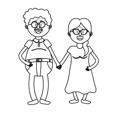 saç modeli ve gözlük ile eski çift hat illüstrasyon vektör