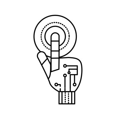 satırı el ile parmak dokunmatik ve dijital bağlantı vektör çizim devreleri
