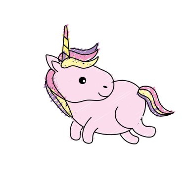 boynuz ve saç modeli tasarım vektör çizim ile güzel tek boynuzlu at