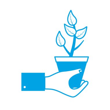 vektör çizim siluet adam eliyle ile doğal bitki yaprakları