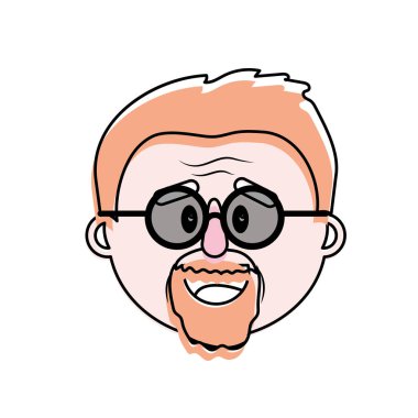 Yaşlı adam yüz saç modeli vektör çizim ile