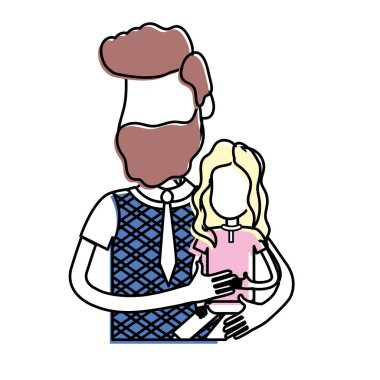 güzel baba kızını elinde vektör çizim taşıma