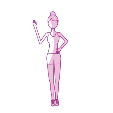 siluet sağlıklı kadın egzersiz vektör çizim tasarım yapıyor