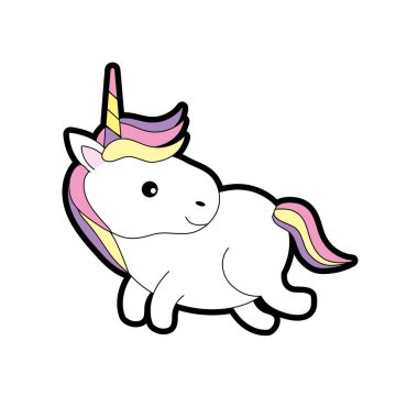 boynuz ve saç modeli tasarım vektör çizim ile güzel tek boynuzlu at