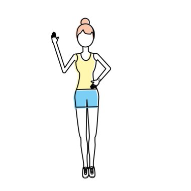 sağlıklı kadın egzersiz vektör illüstrasyon tasarımı yapıyor