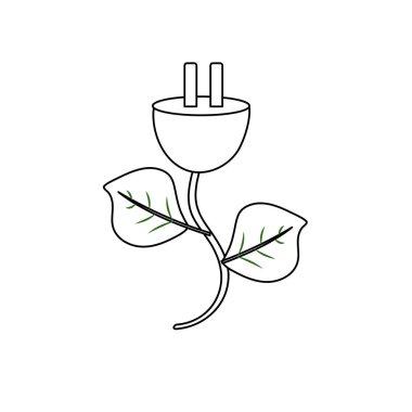 güç kablosu ile çevre bakım vektör çizim için yaprakları