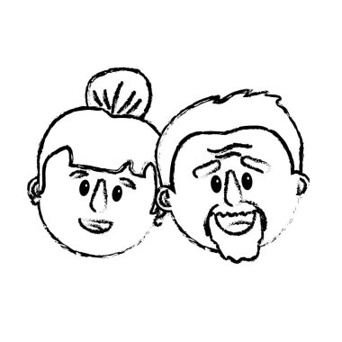 yaşlı çift yüz saç modeli vektör çizim ile