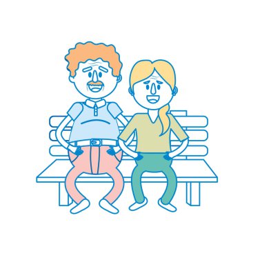 saç modeli vektör çizim ile sandalyede yaşlı çift