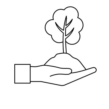 satırı el ile doğal ağaç ve zemin simge vektör çizim