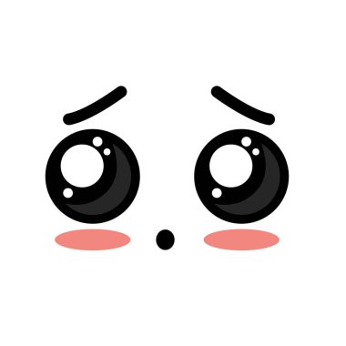şirin kawaii sürpriz yüz ve korkmuş vektör çizim