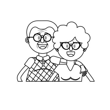 saç modeli ve gözlük ile eski çift hat illüstrasyon vektör