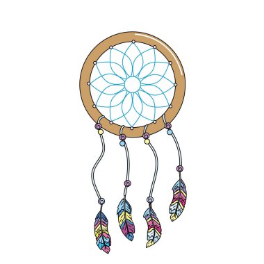 Güzellik Rüya yakalayıcı tüyler tasarım vektör çizim ile