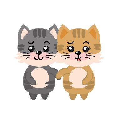 hoş bir çift güzel ifade vektör çizim ile vahşi hayvan kedi