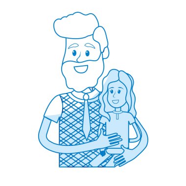 siluet güzel baba kızını elinde vektör çizim taşıma