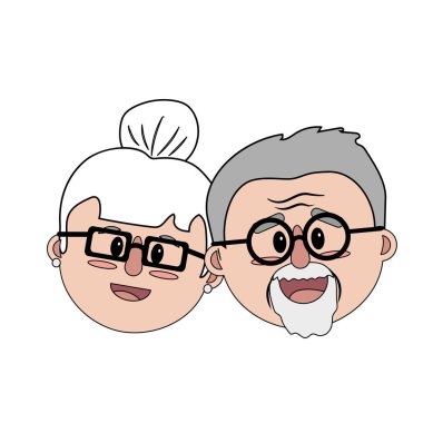 yaşlı çift yüz saç modeli vektör çizim ile