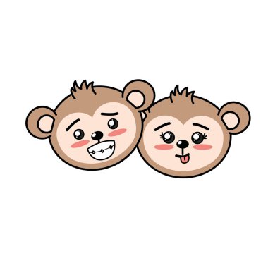 şirin çift vahşi hayvan güzel ifade vektör çizim ile