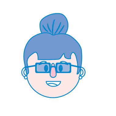 Yaşlı kadın yüz saç modeli vektör çizim ile