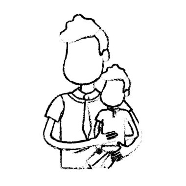 Şekil güzel baba oğlunun elinde vektör çizim taşıma