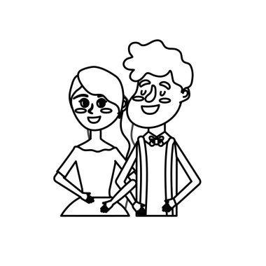 satır mutlu çift birlikte ve romantik kutlama vektör çizim