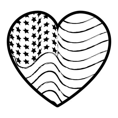 Şekil güzel kalp içinde vektör çizim ABD bayrağı ile