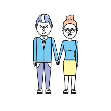 güzel bir saç modeli tasarımı ile çift illüstrasyon vektör